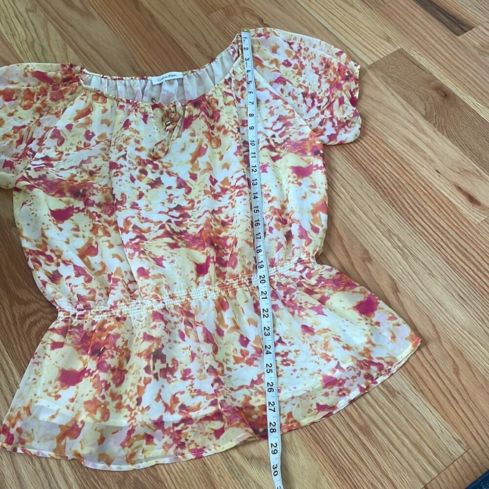 Calvin Klein floral peplum elastic top blouse size XL - Picture 4 of 7